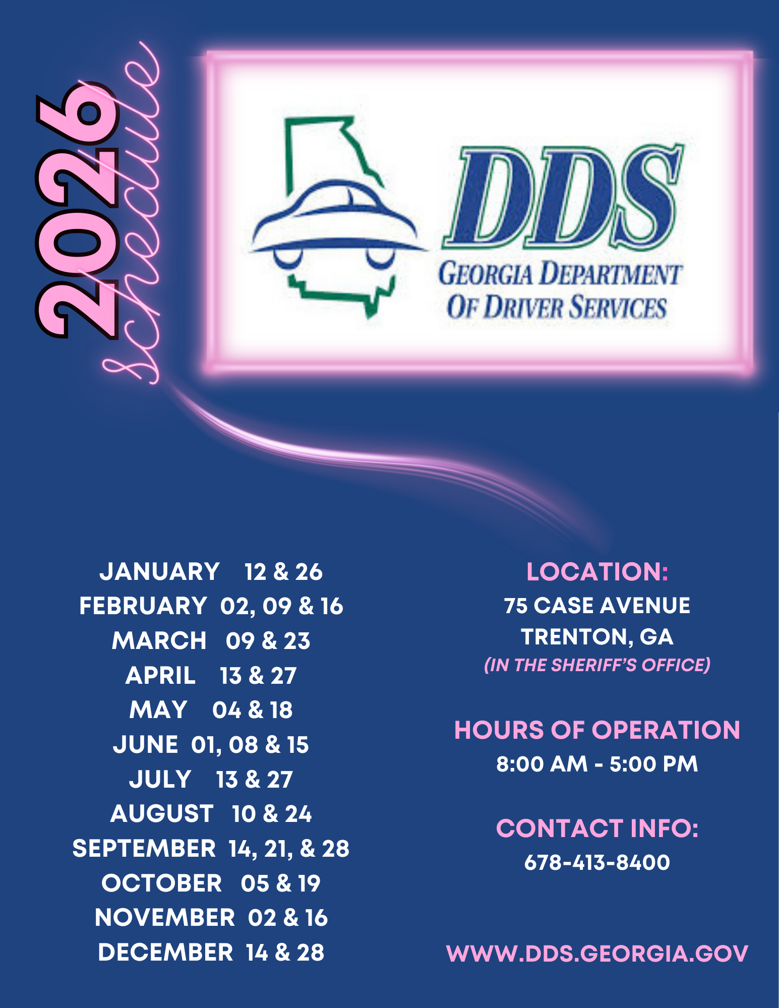 DDS 2026 schedule 