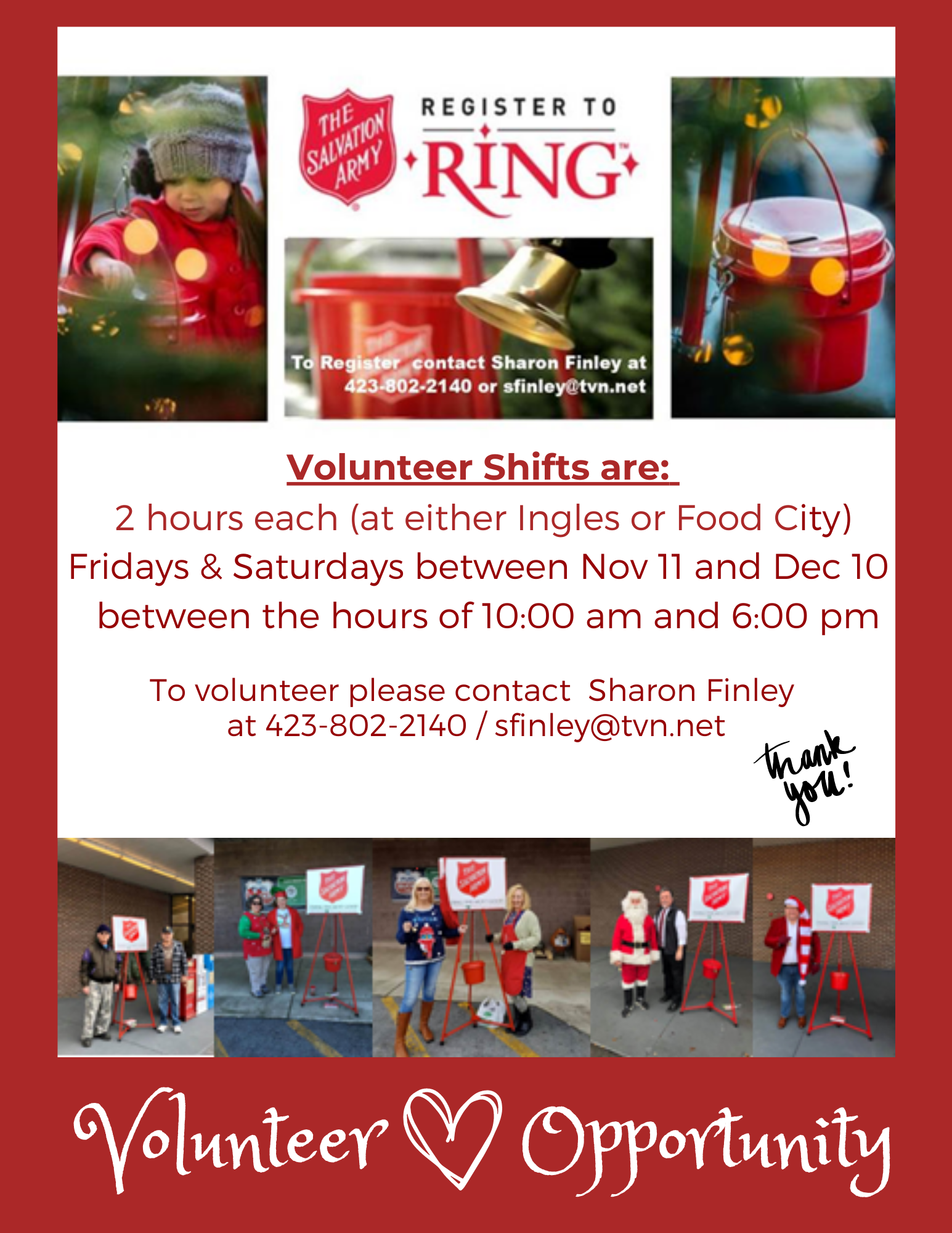 Salvation Army Bell Ringer Volunteer Opportunity